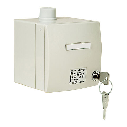 MONDO wall socket surface-mounted 16A 5P 6h with inscription label, lockable, in light grey