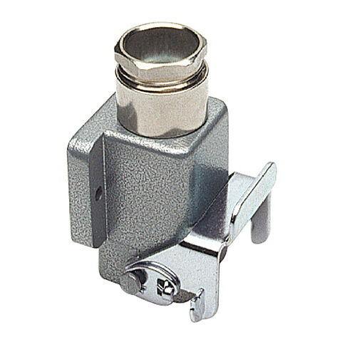 Wall mount housing A3, A4, A5 and D8 from zinc, height 25,5mm with open bottom, single locking system and nozzle 1xM20