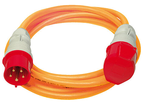 CEE extension cable with plug and coupler 63A 5P 400V 6h IP44, length 25m, Type H07BQ-F 5G16