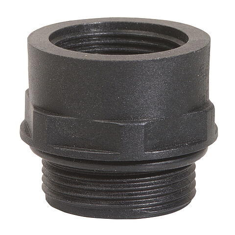 Reducing adapter from M40 to M32, black plastic