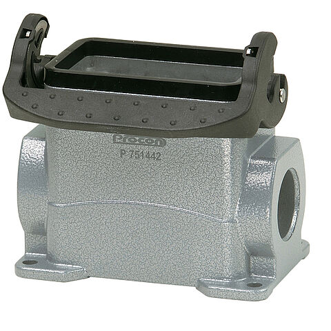 Wall mount housing B10, BB18, DD42 and MOB10 from aluminium, height 74mm with single locking system and cable gland 1xM25