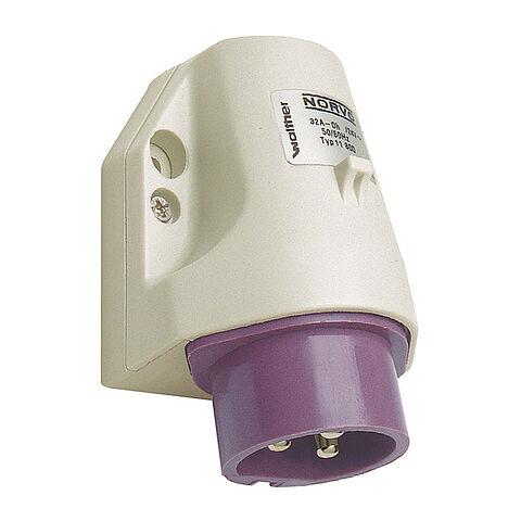 NORVO appliance inlet for external fixing 32A 3P 3h for low voltage with one top cable entry