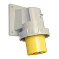 Waterproof panel appliance inlet angled 63A 5P 4h with screwed flange housing 114x114mm and pilot contact